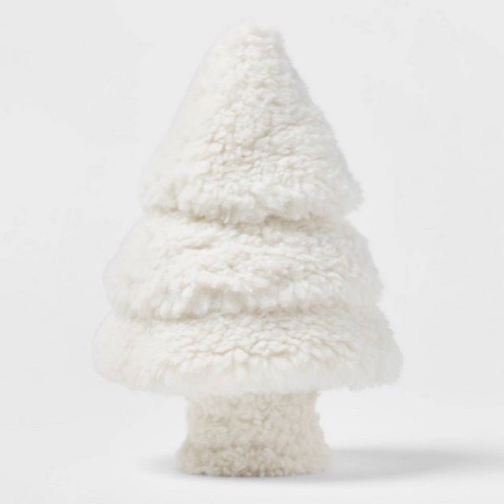 Threshold White Fuzzy Holiday Tree Pillow